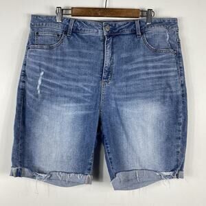 Terra & Sky Plus Size 18 Denim Bermuda Shorts Blue Medium Wash